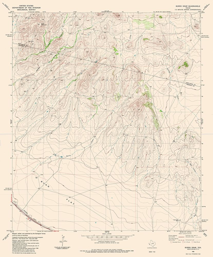 Burro Draw Texas Quad - USGS 1983