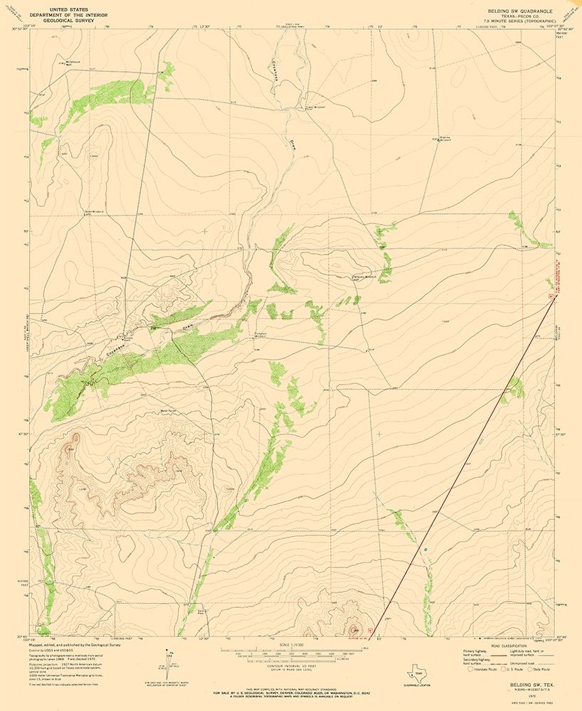 South West Belding Texas Quad - USGS 1970