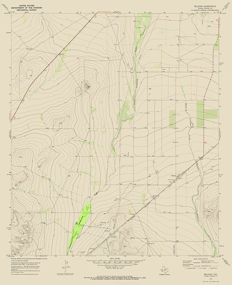 Belding Texas Quad - USGS 1970
