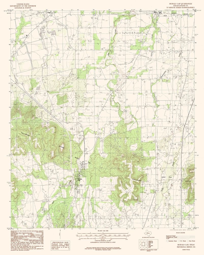 Buffalo Gap Texas Quad - USGS 1984