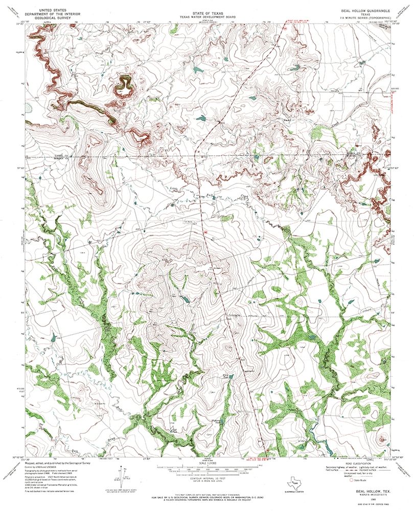 Beal Hollow Texas Quad - USGS 1969