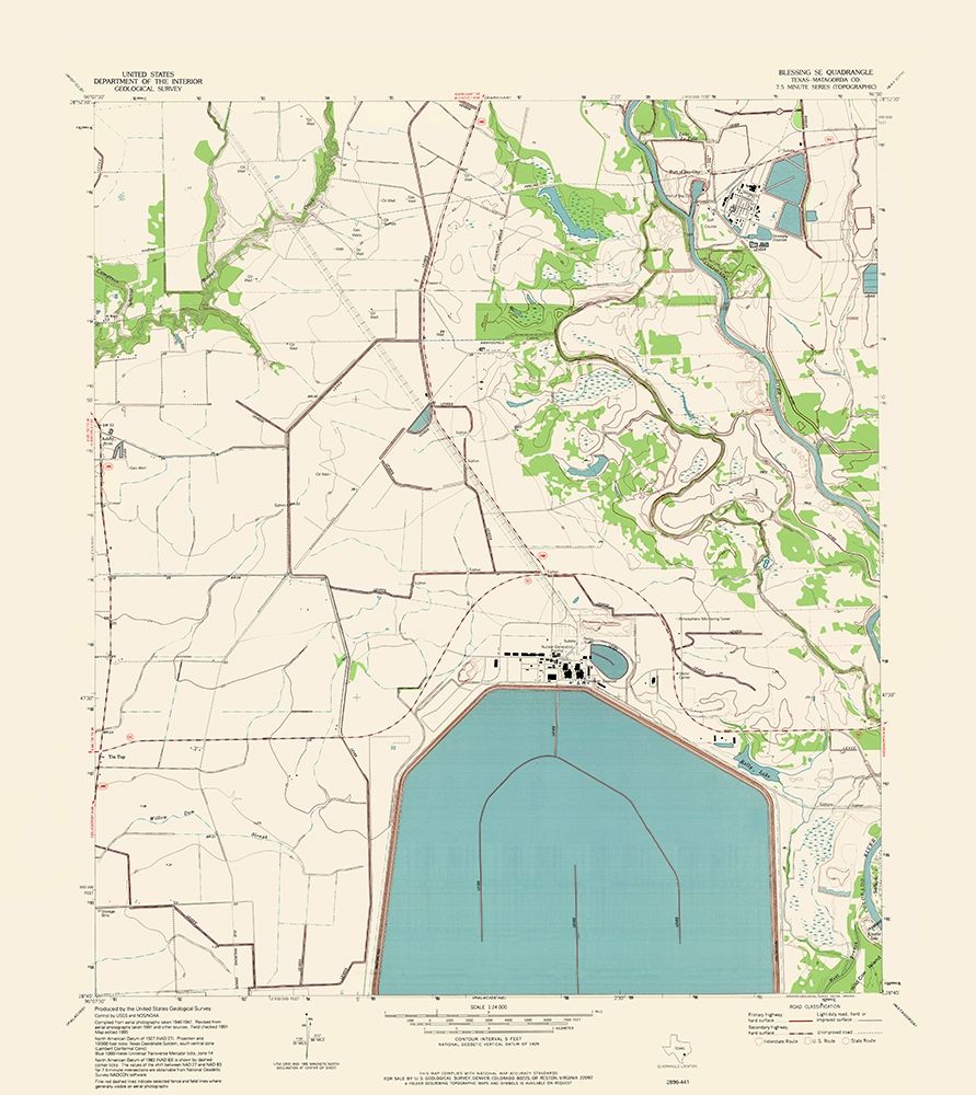 South East Blessing Texas Quad - USGS 1954