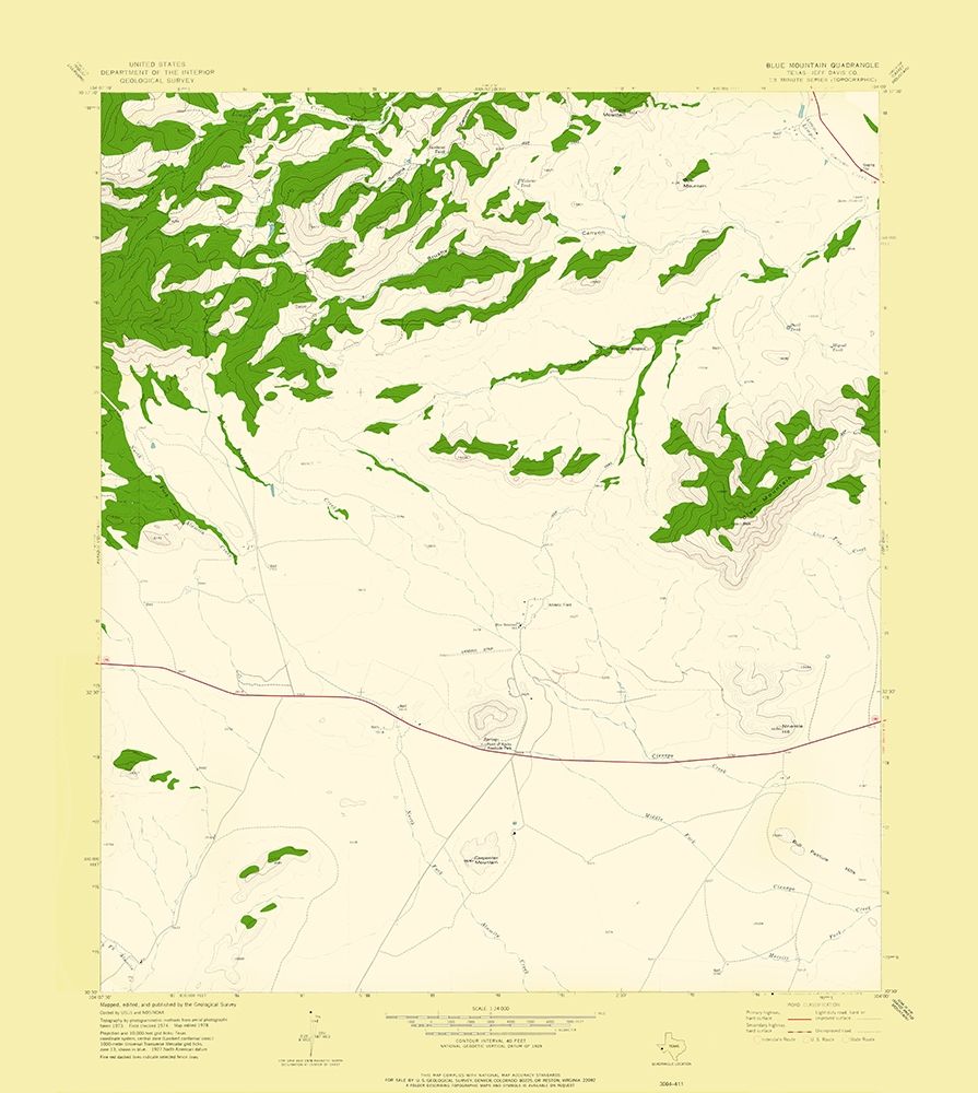 Blue Mountain Texas Quad - USGS 1978