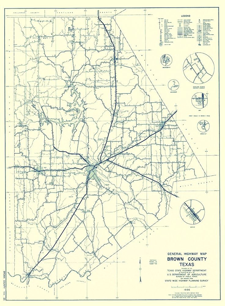 Brown Texas Highway - Highway Dept 1940