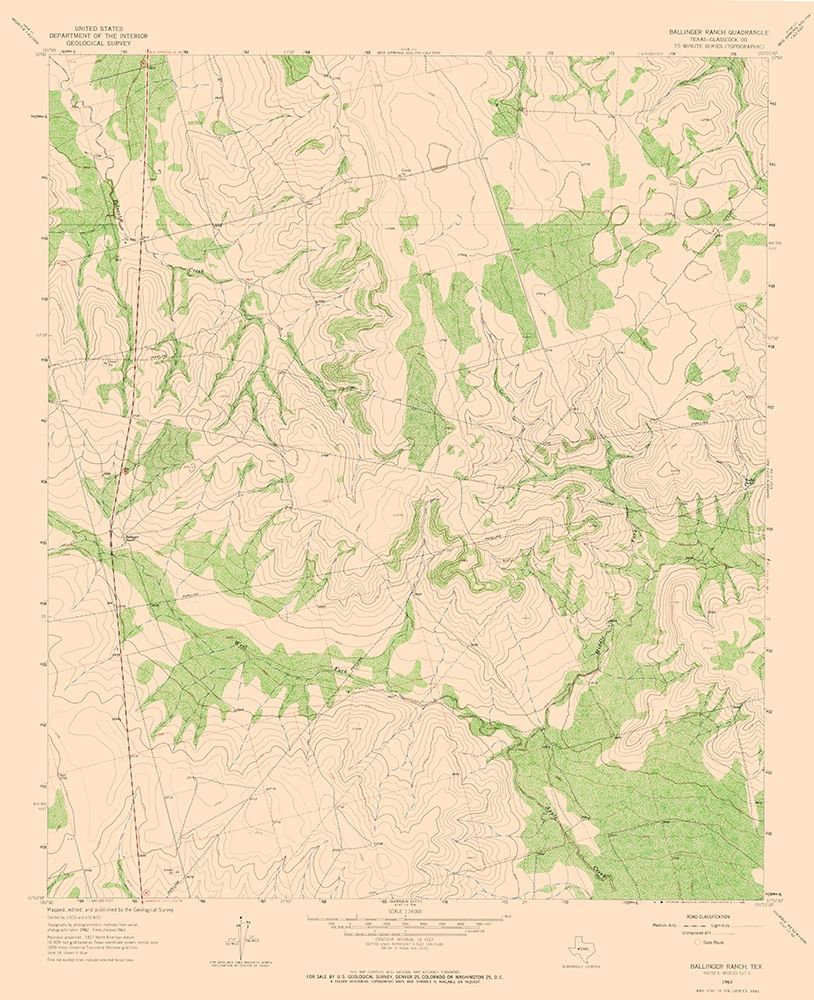 Ballinger Ranch Texas Quad - USGS 1963
