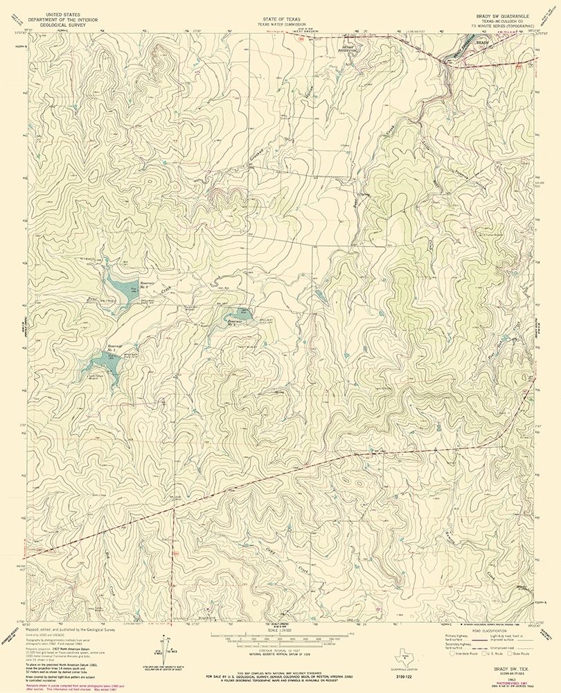 South West Brady Texas Quad - USGS 1963