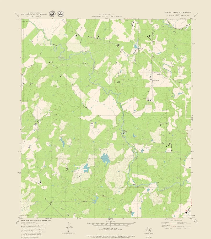 Blanket Springs Texas Quad - USGS 1979