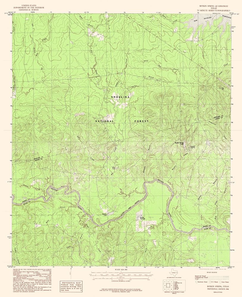 Boykin Spring Texas Quad - USGS 1984