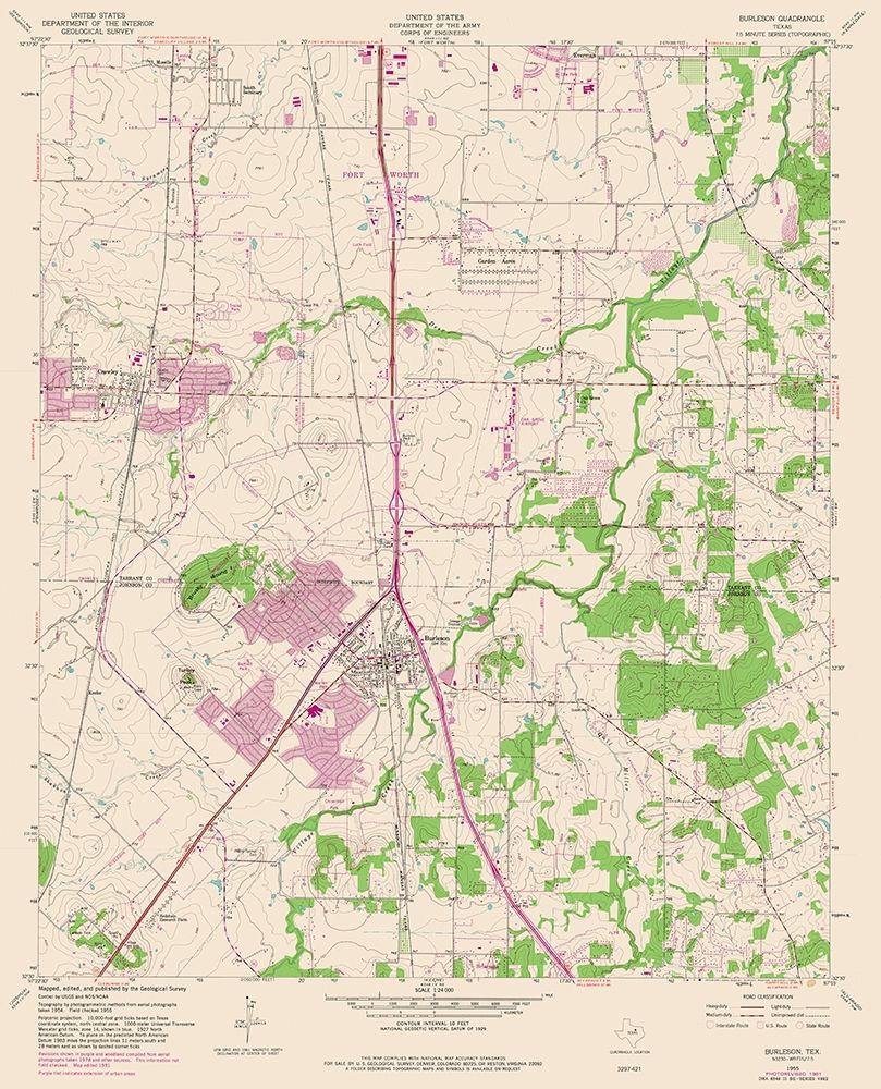 Burleson Texas Quad - USGS 1955
