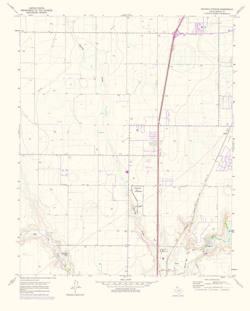 Buffalo Stadium Texas Quad - USGS 1975