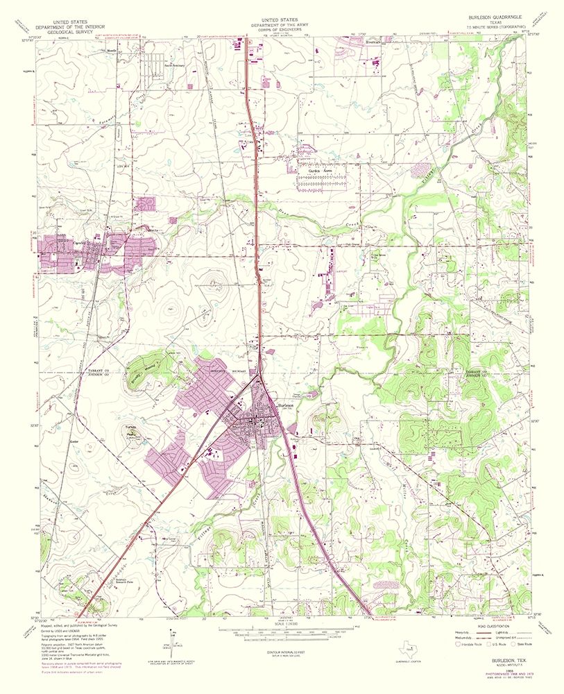 Burleson Texas Quad - USGS 1974