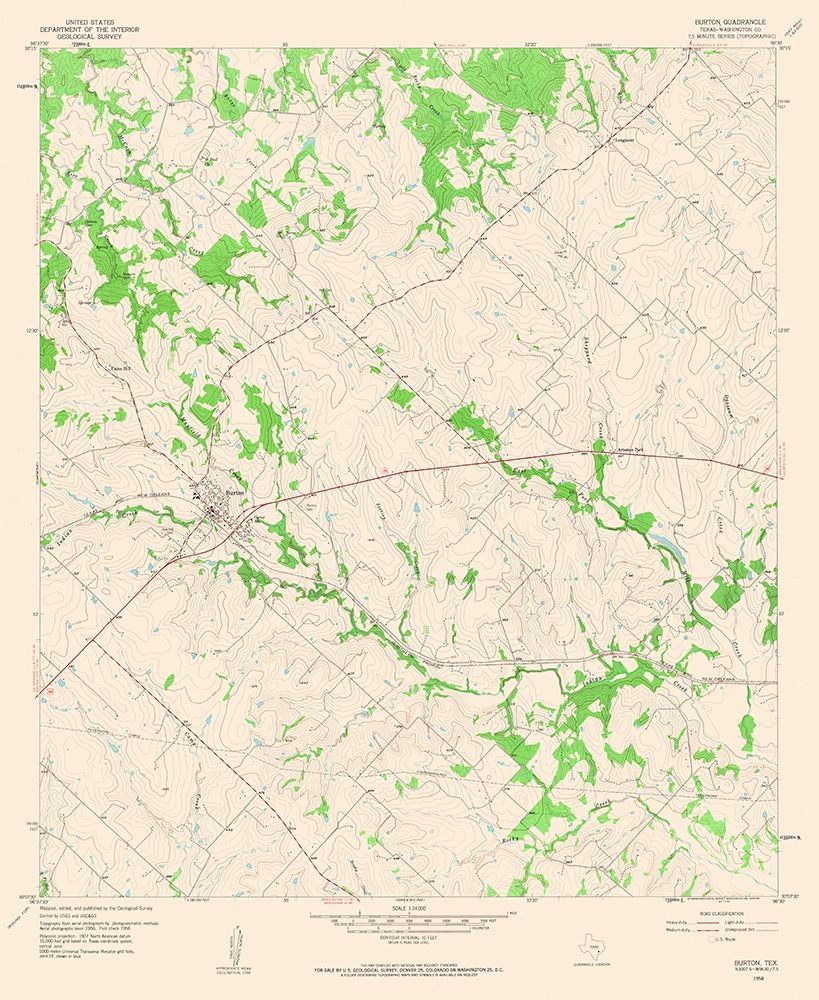 Burton Texas Quad - USGS 1958