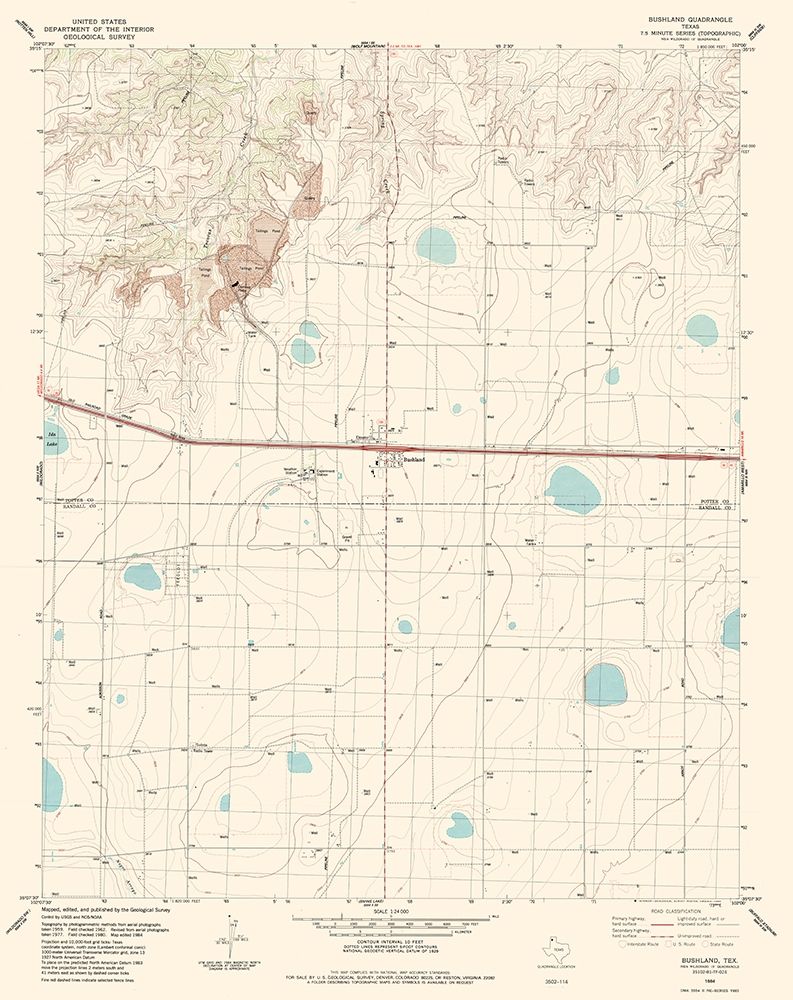 Bushland Texas Quad - USGS 1984