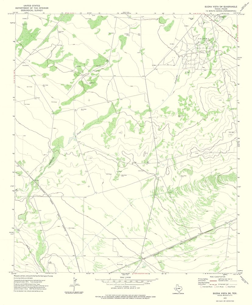 South West Buena Vista Texas Quad - USGS 1972