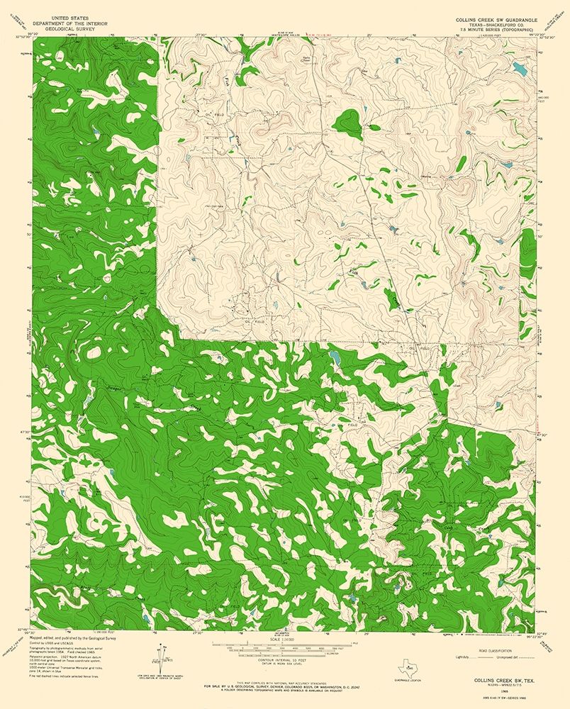Collins Creek SW Texas Quad - USGS 1965