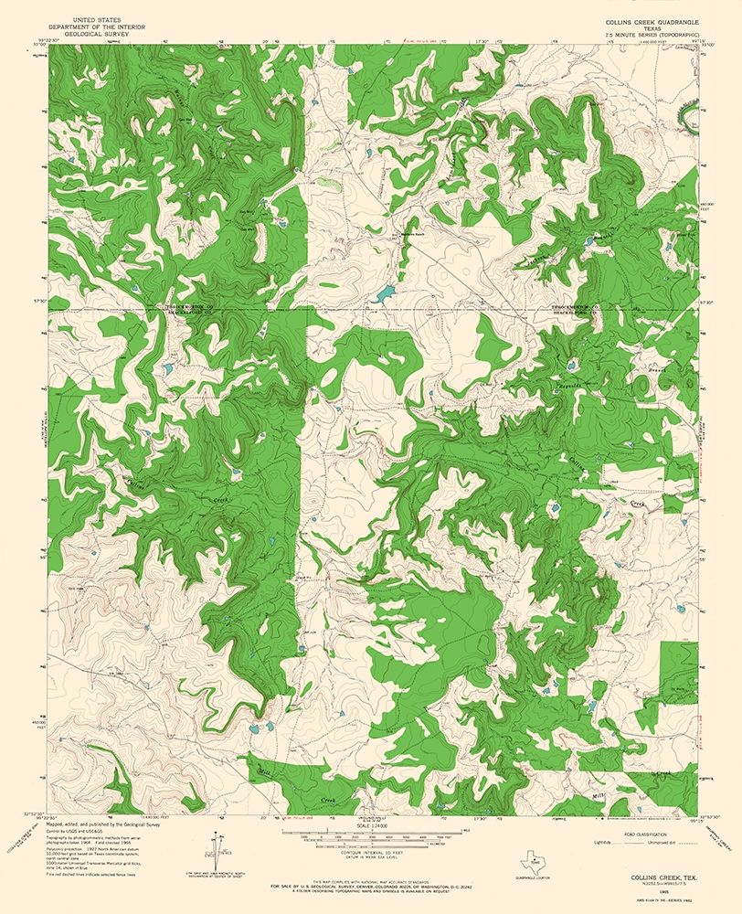 Collins Creek Texas Quad - USGS 1965