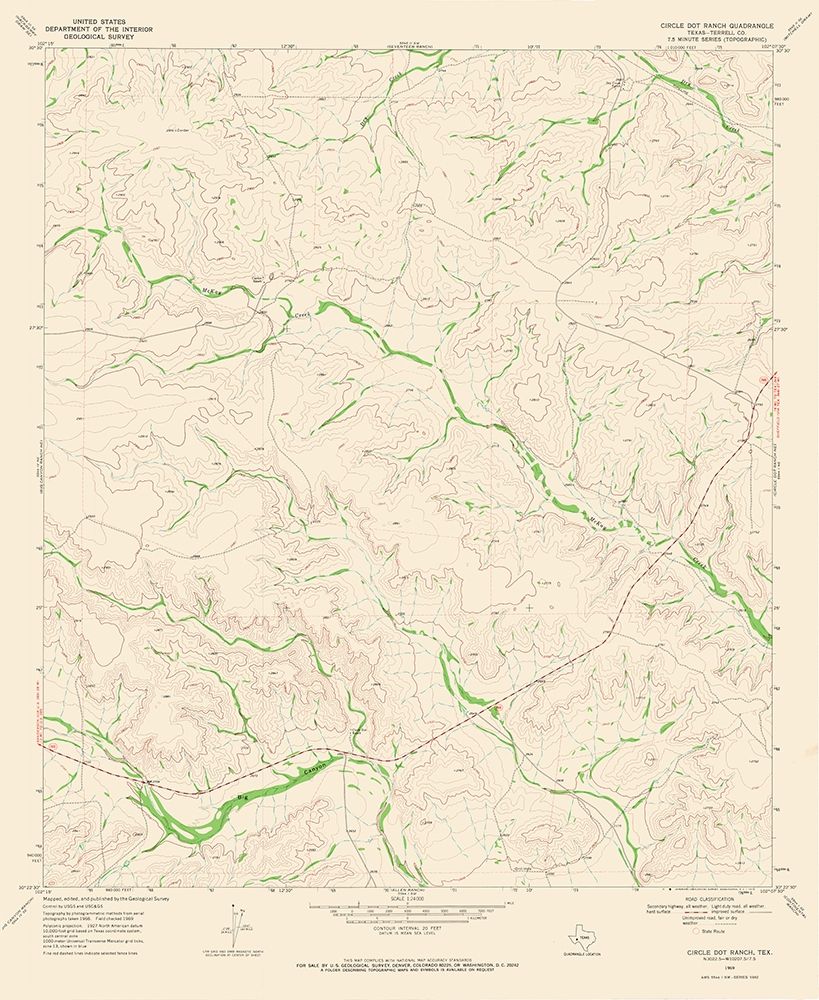 Circle Dot Ranch Texas Quad - USGS 1969