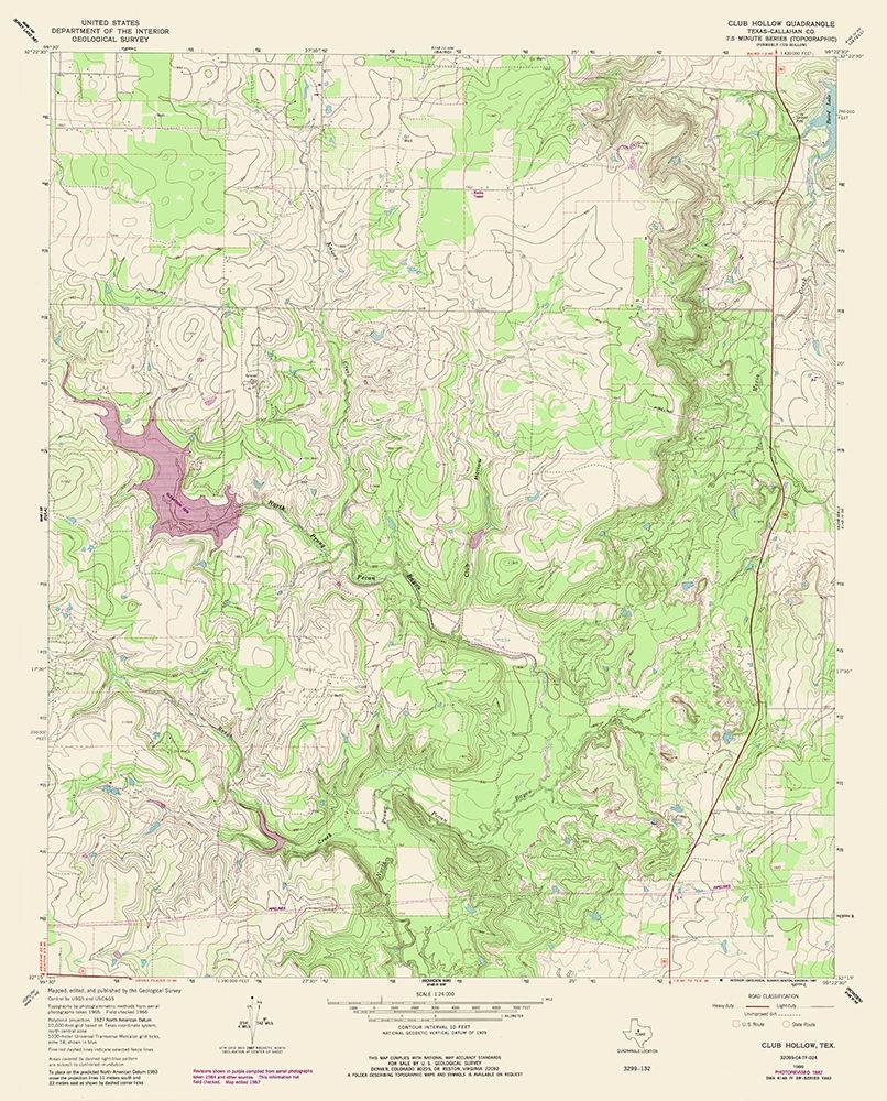 Club Hollow Texas Quad - USGS 1987