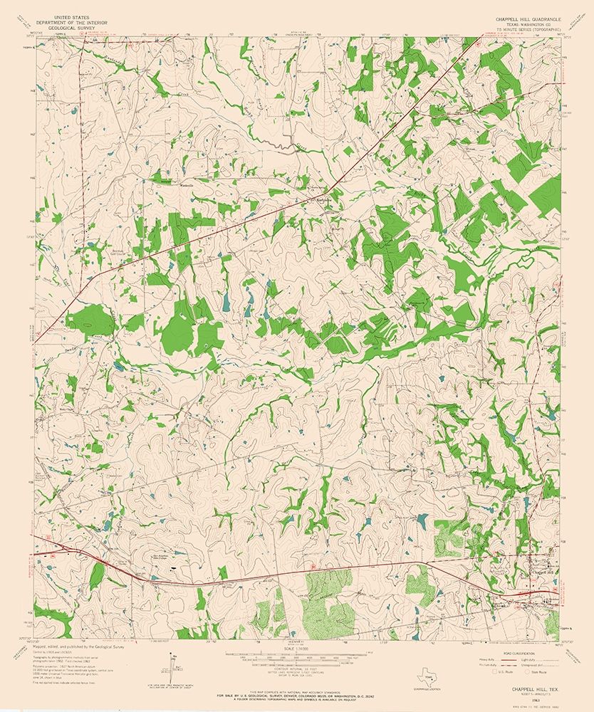 Chappell Hill Texas Quad - USGS 1963
