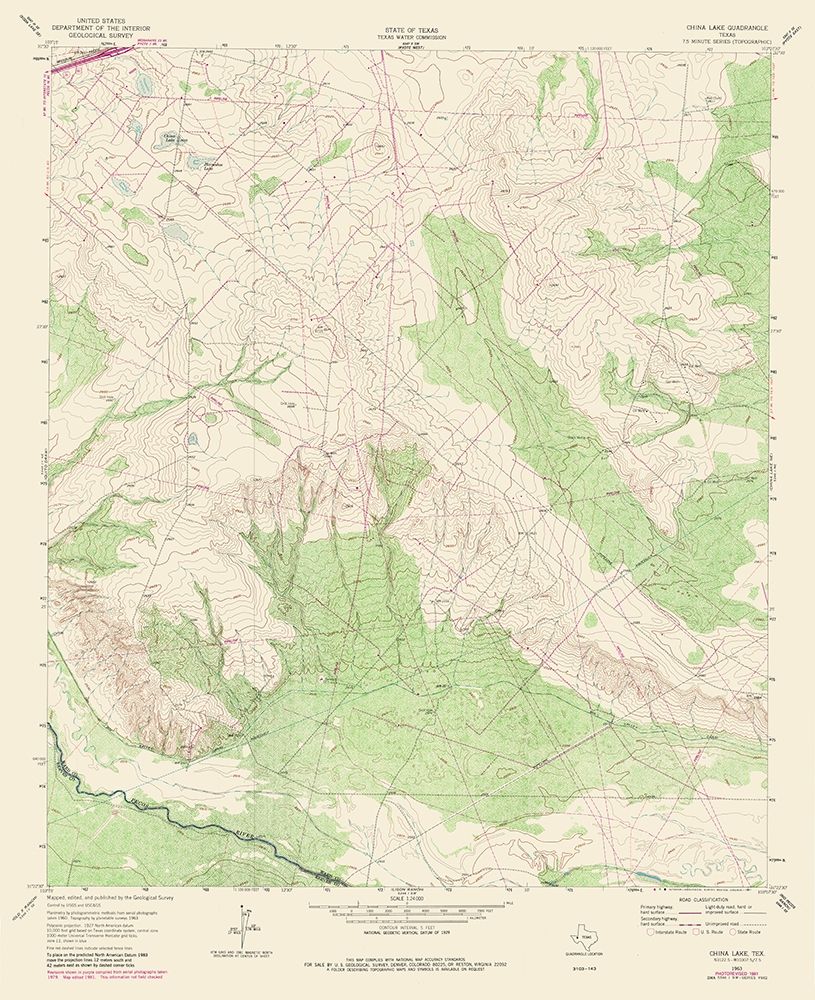 China Lake Texas Quad - USGS 1981- 23 x 28.23