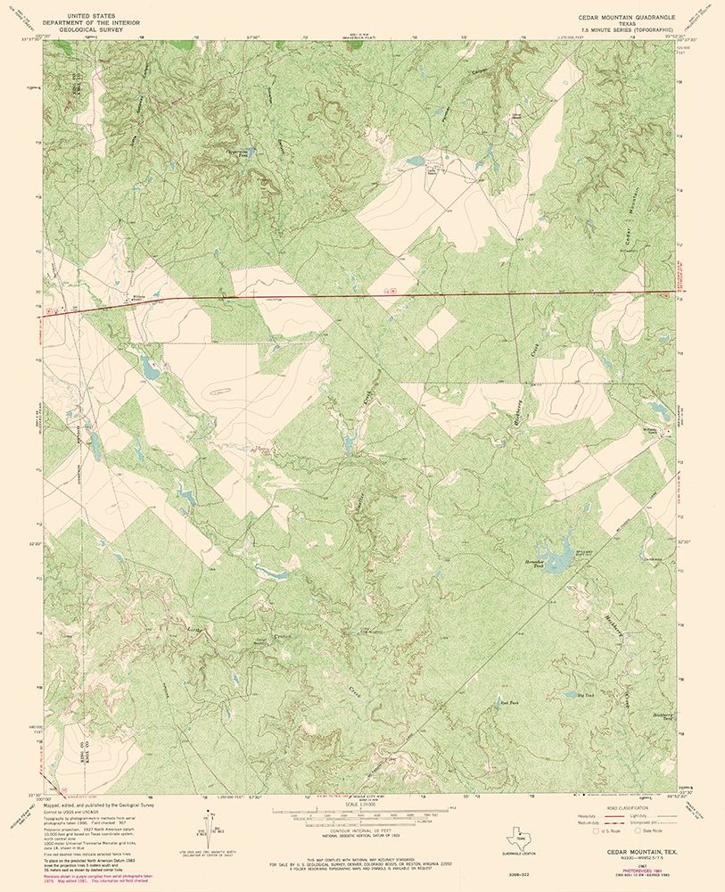 Cedar Mountain Texas Quad - USGS 1981