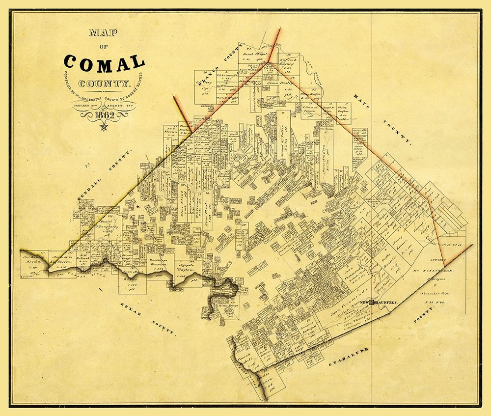 Comal County Texas - Rosenberg 1862