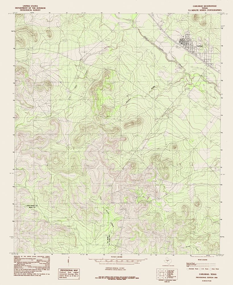 Carlsbad Texas Quad - USGS 1984