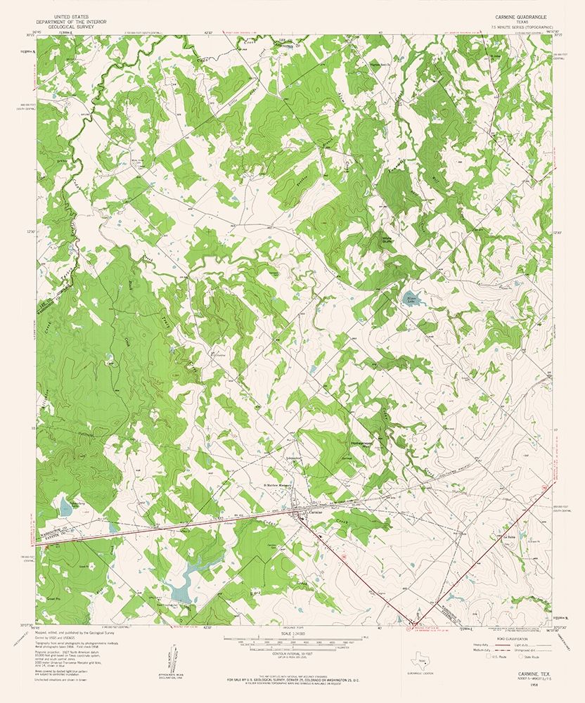 Carmine Texas Quad - USGS 1958