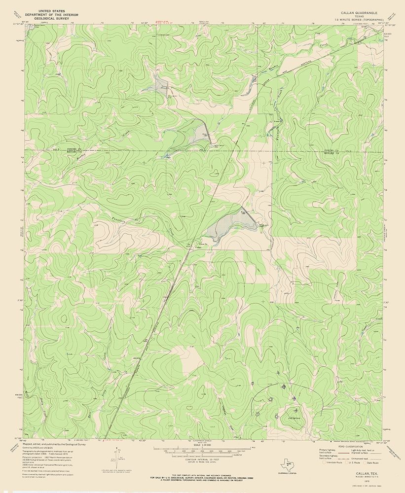 Callan Texas Quad - USGS 1970