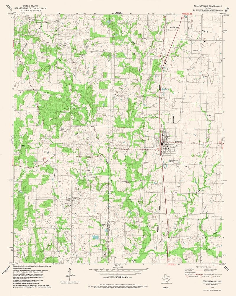 Collinsville Texas Quad - USGS 1982