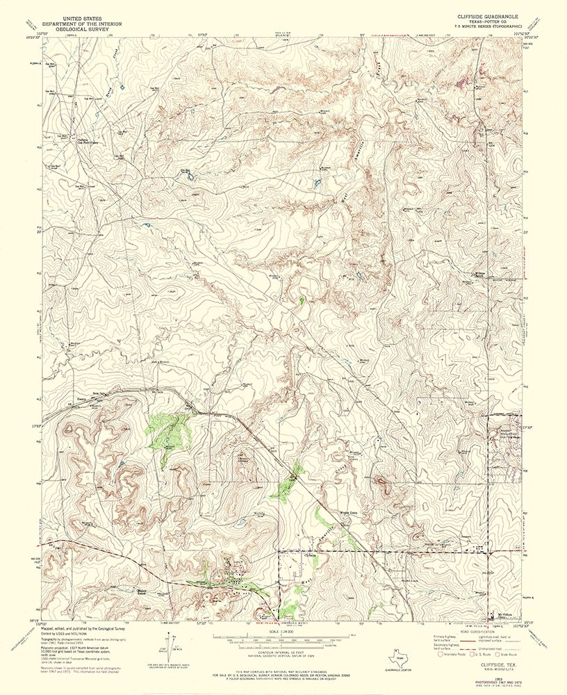 Cliffside Texas Quad - USGS 1973