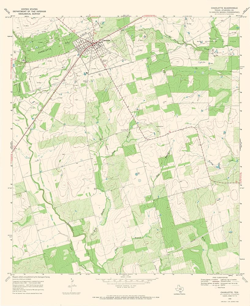 Charlotte Texas Quad - USGS 1968