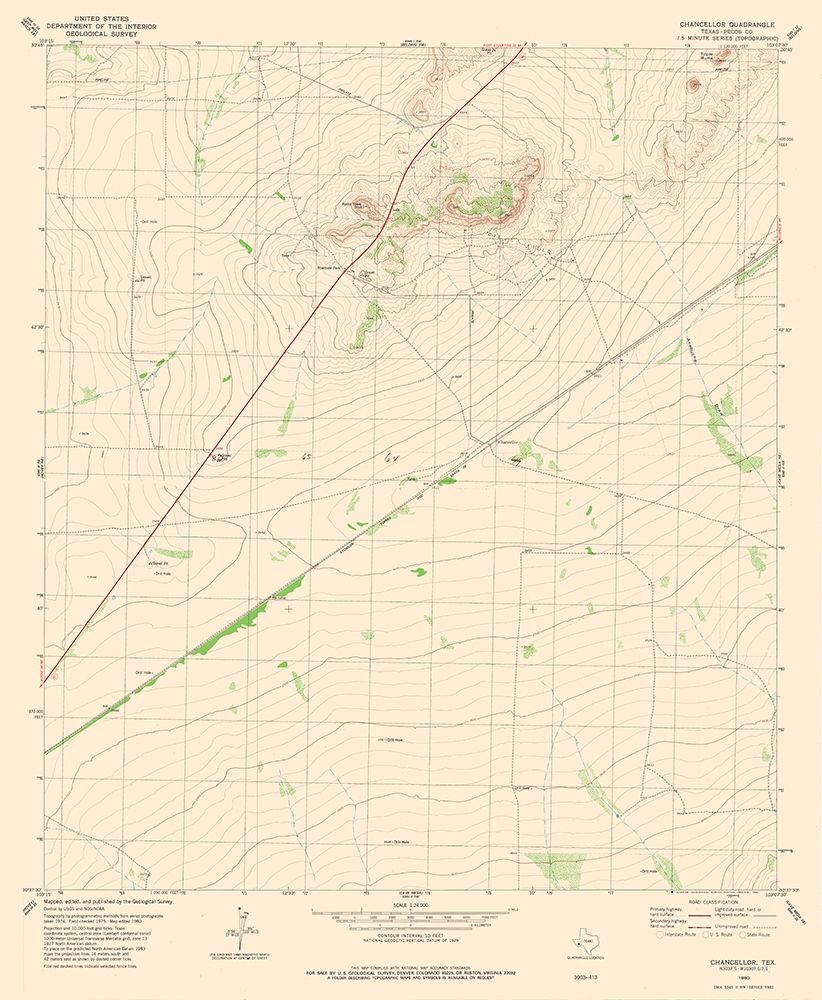 Chancellor Texas Quad - USGS 1980