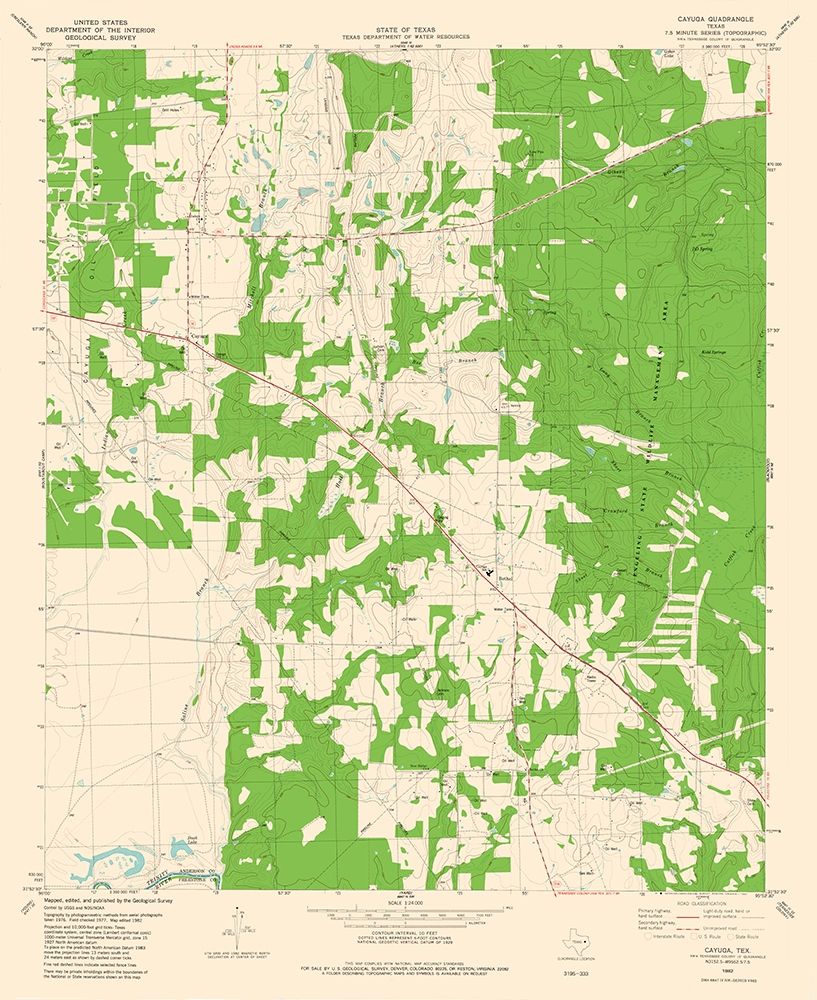 Cayuga Texas Quad - USGS 1982