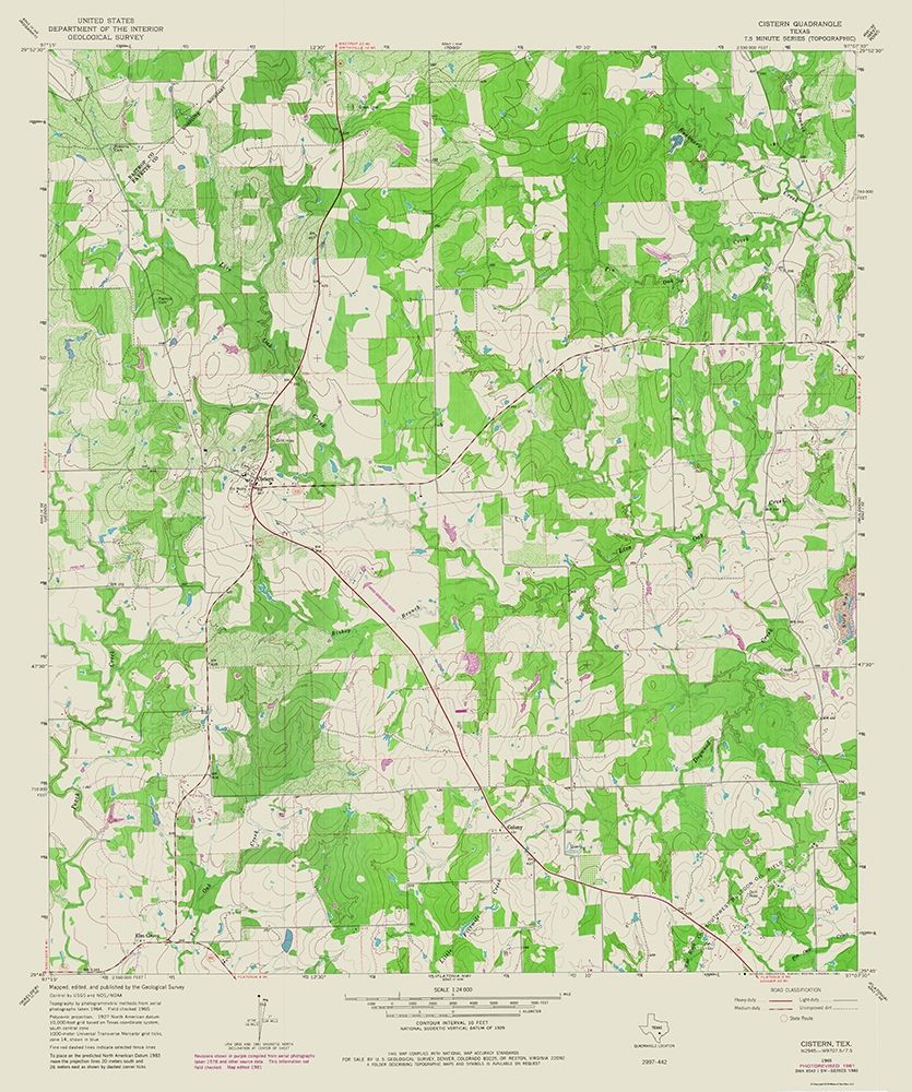 Cistern Texas Quad - USGS 1981