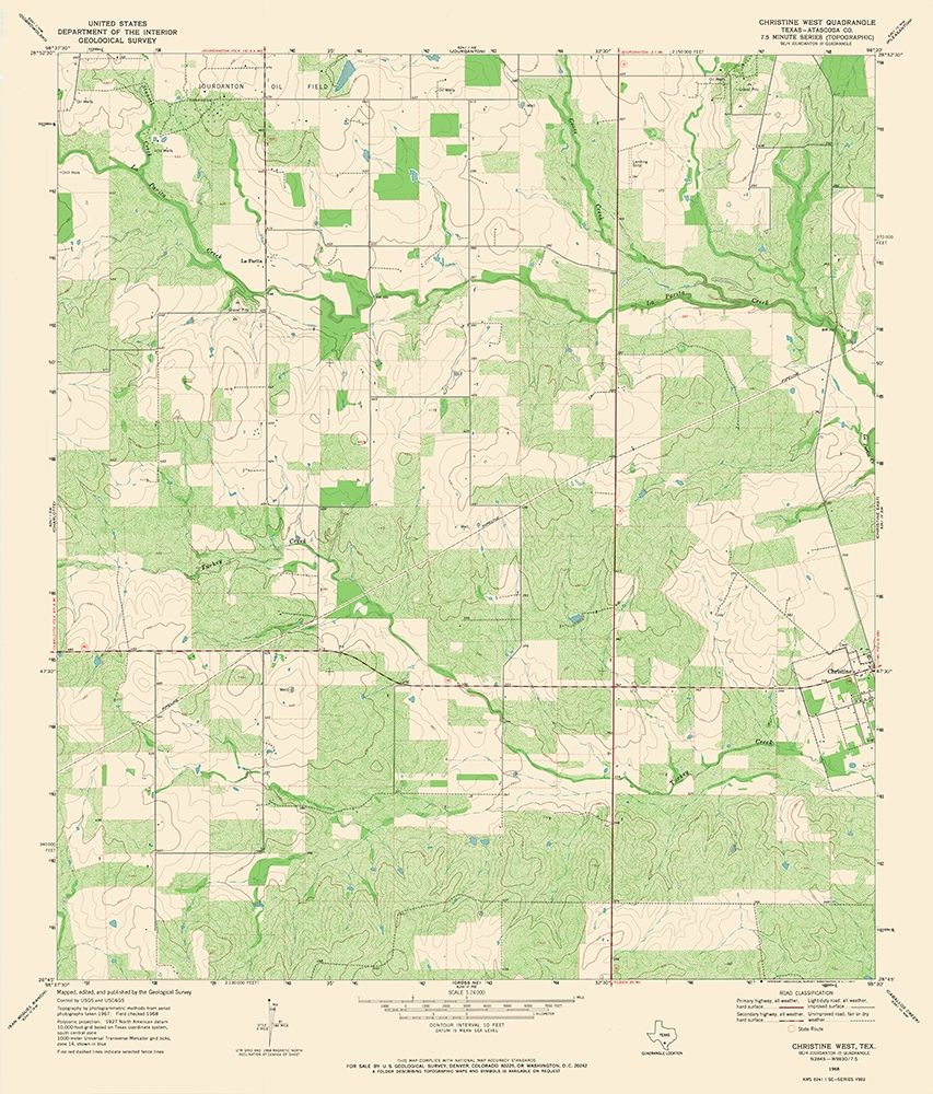 Christine West Texas Quad - USGS 1968