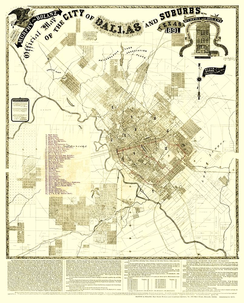 Dallas, Suburbs Texas Landowner - Murphy 1891
