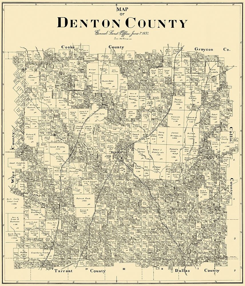 Denton Texas Landowner - General Land Office 1897