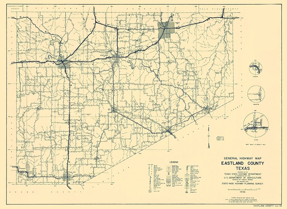 Eastland Texas Highway - Highway Dept 1936