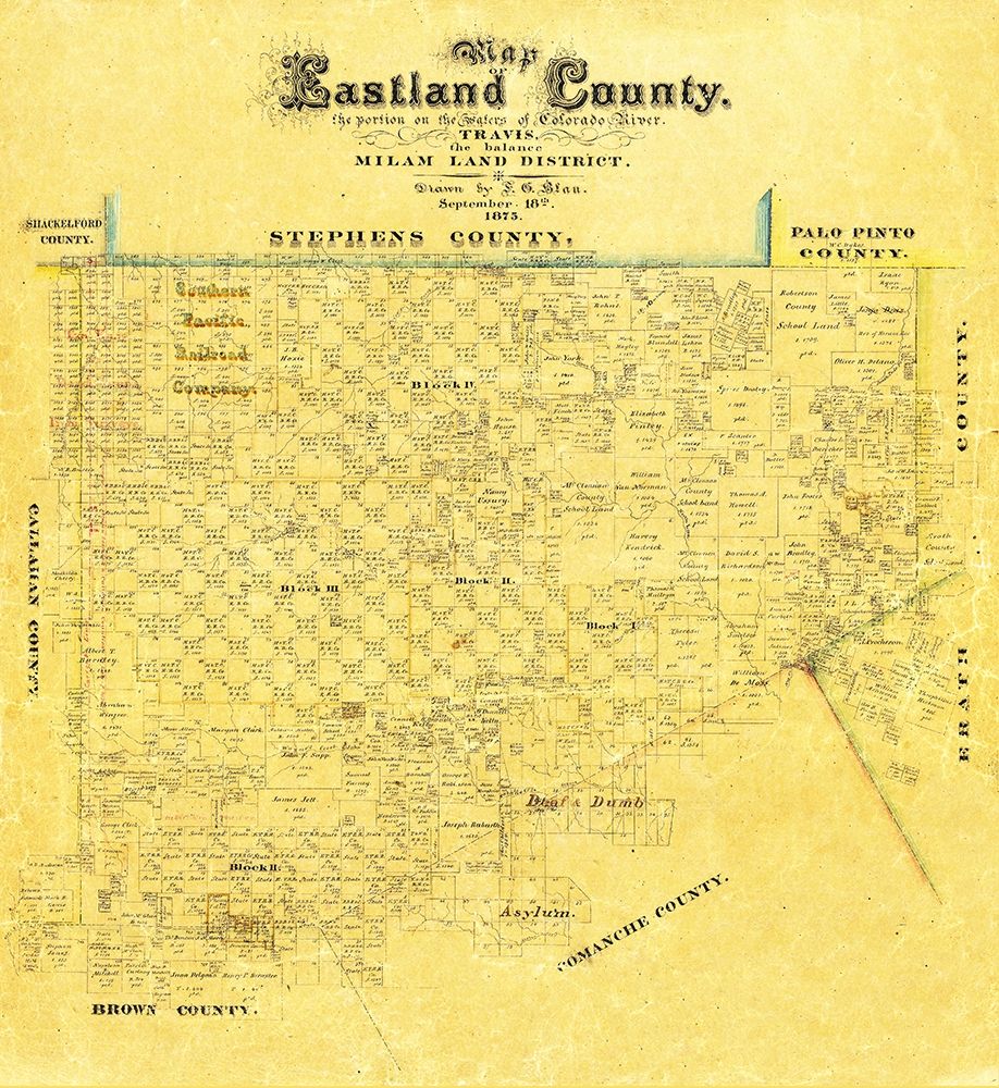 Eastland County Texas - Blan 1875