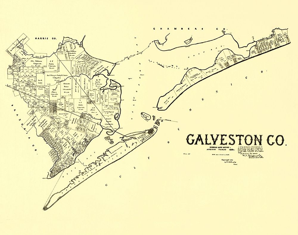 Galveston Texas Landowner - Land Office 1892