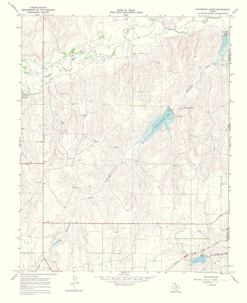 Hackberry Creek Texas Quad - USGS 1969