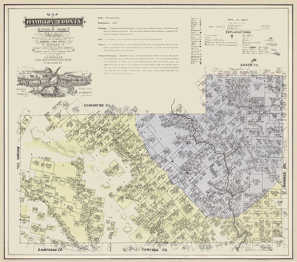 Hamilton County Texas - Roessler 1876