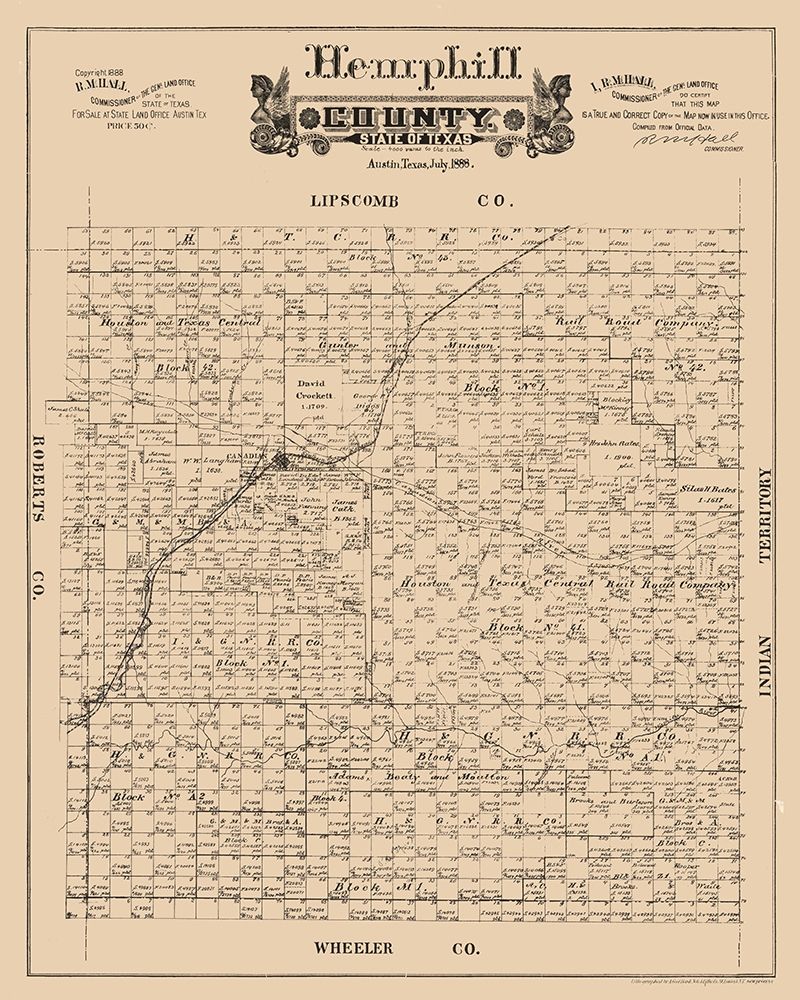 Hemphill County Texas - Hall 1888