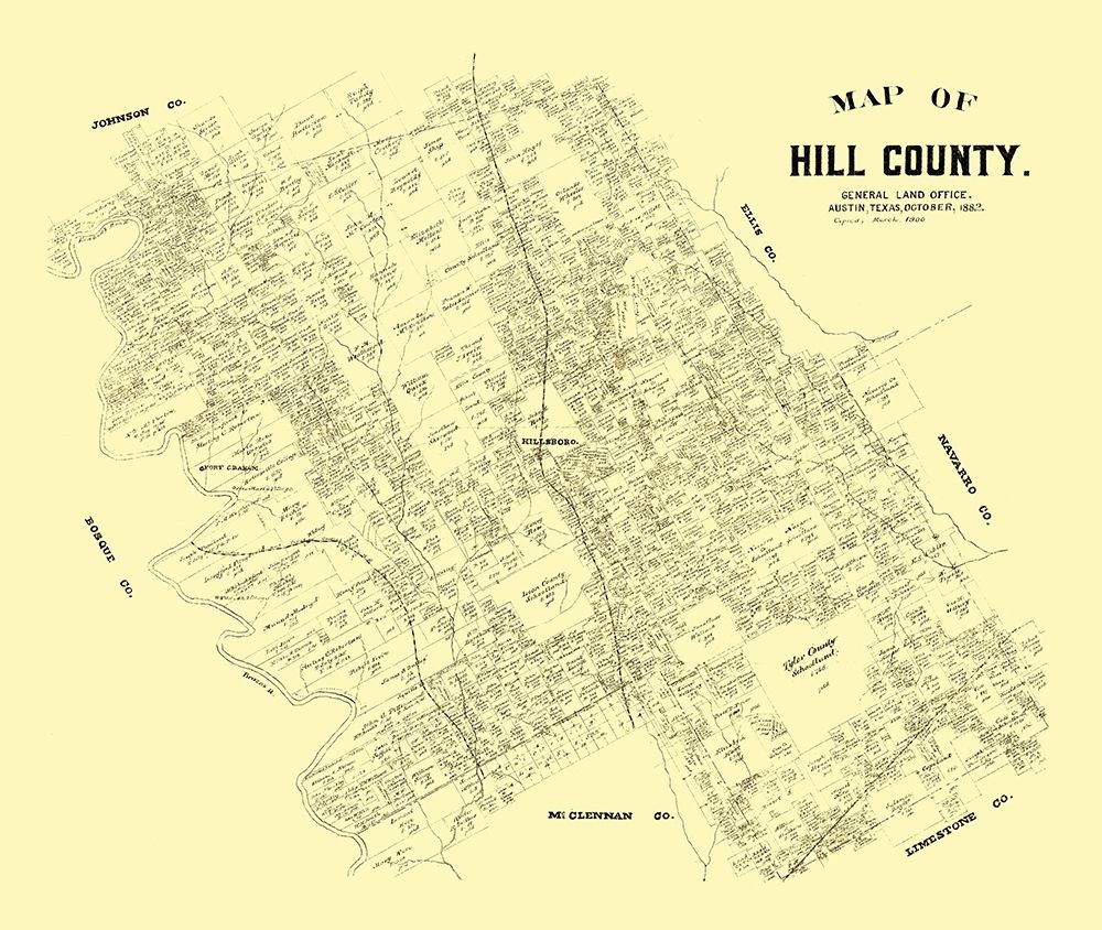 Hill County Texas - 1882