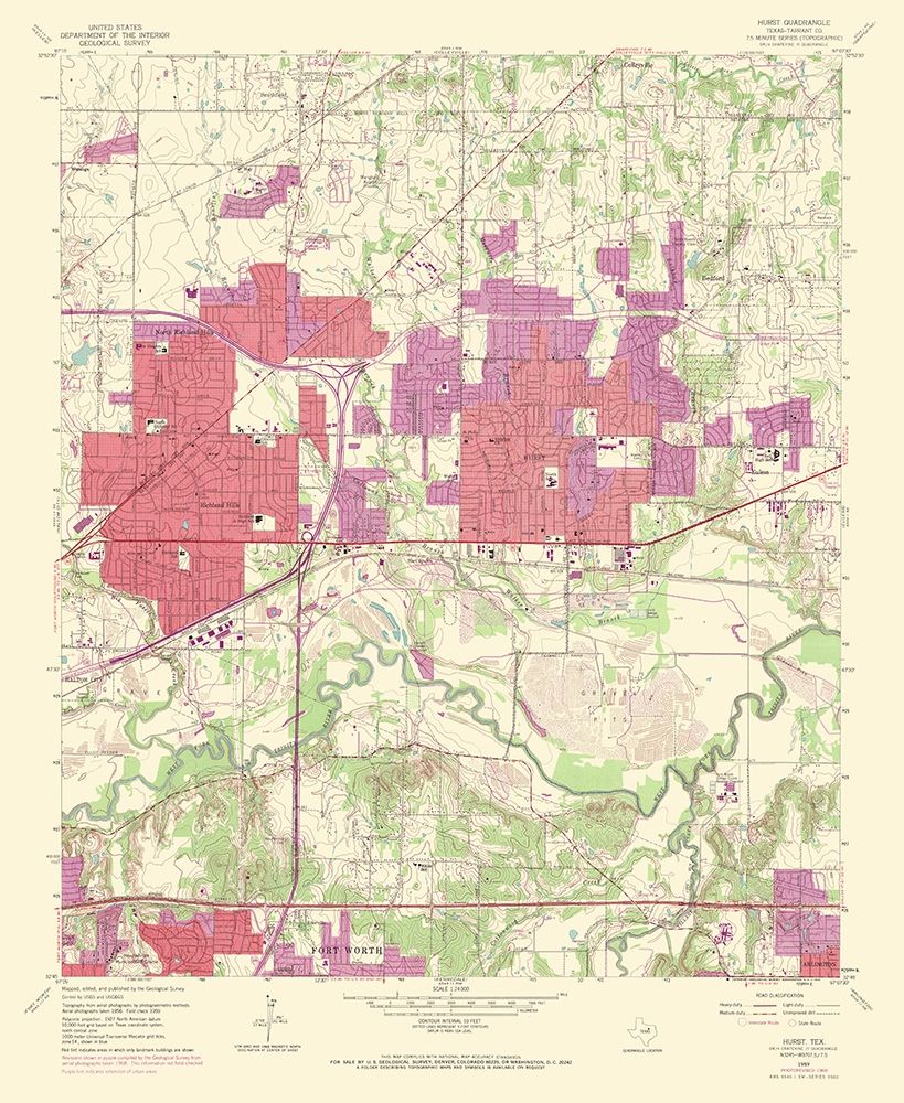 Hurst Texas Quad - USGS 1969