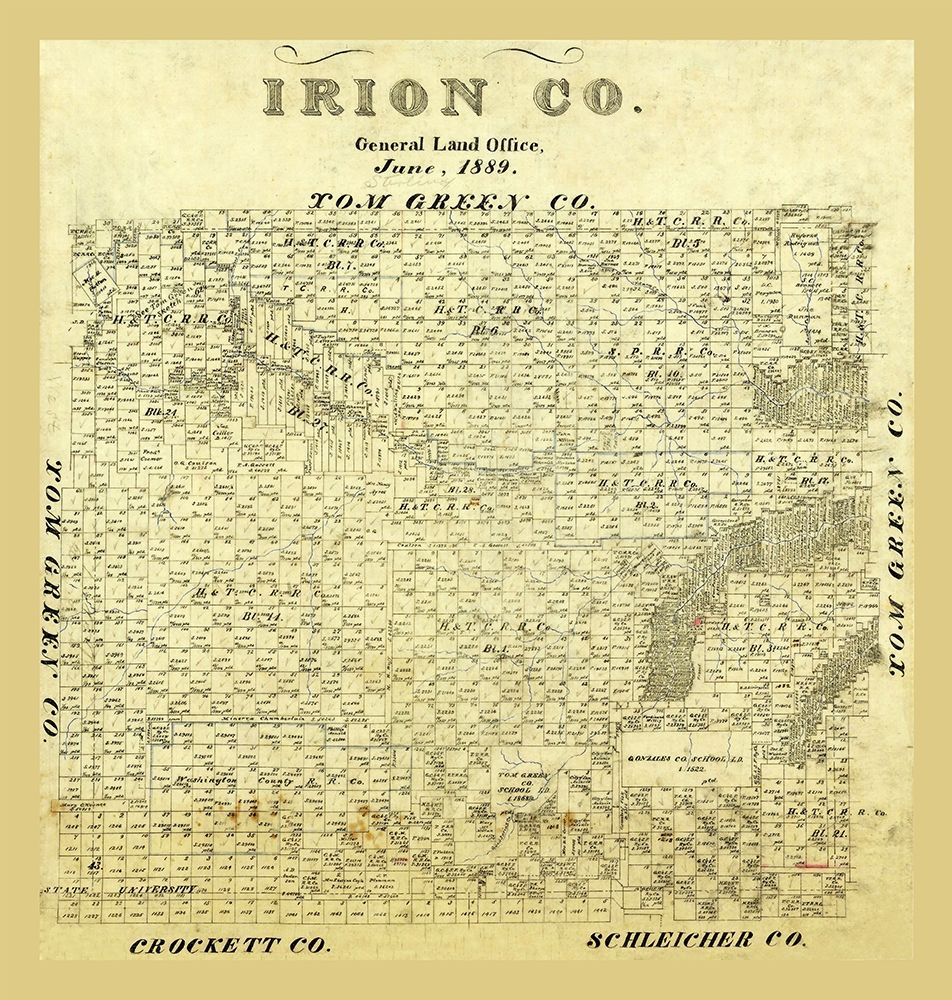 Irion County Texas - 1889