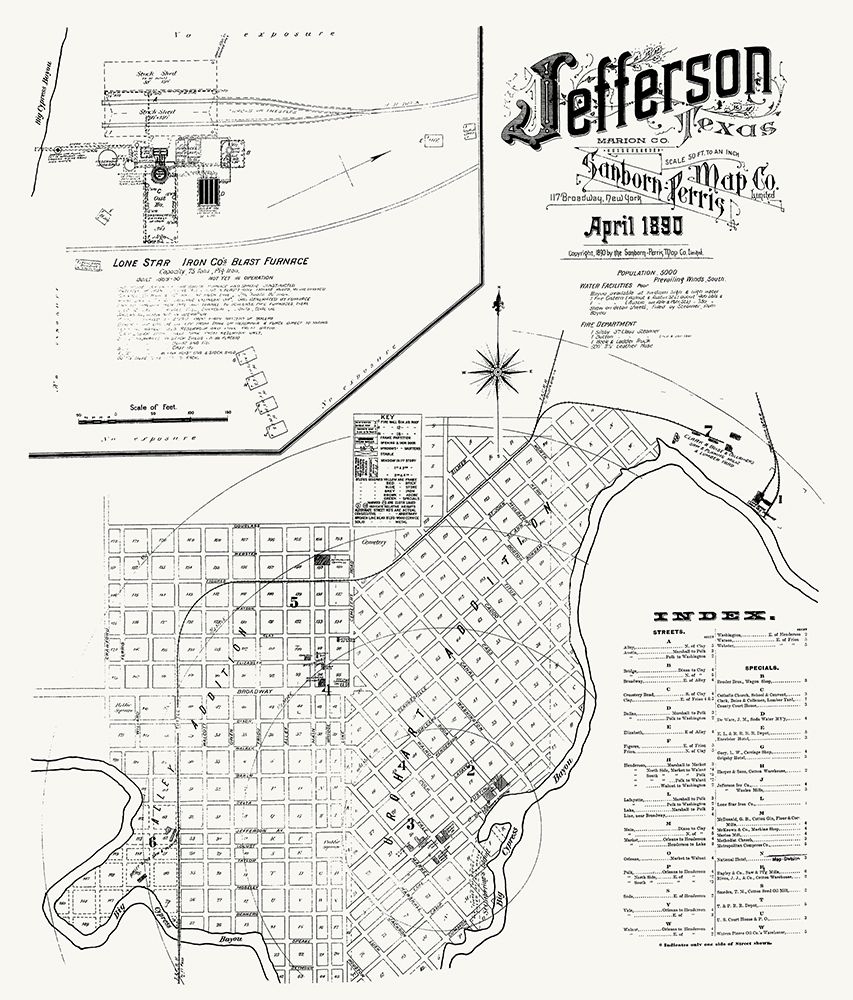Jefferson Texas - Sanborn 1890