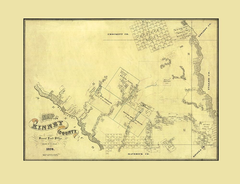 Kinney County Texas - Blau 1876