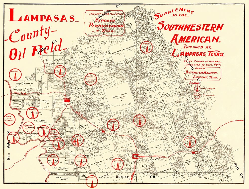 Lampasas County Oil Field Texas - 1920